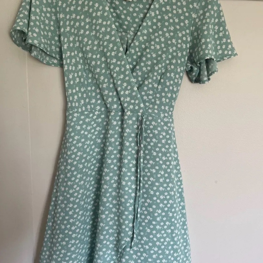 Monteau Mint Floral Mini Dress